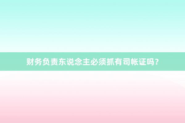财务负责东说念主必须抓有司帐证吗？